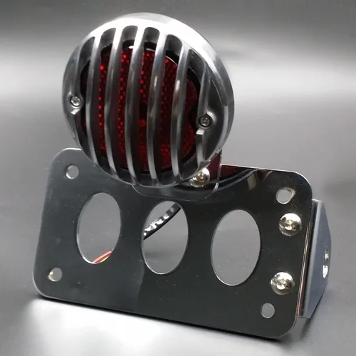 Miniatura 4 de Parrilla de motocicleta, lámpara de luz trasera para Harley Honda, Kawasaki, Suzuki, Yamaha, Triumph, Victory, XL, FL CB, Cafe racer, Bobber Cromado