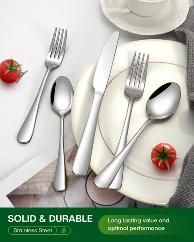 Miniatura 7 de PHILIPALA Juego de 20 piezas de cubiertos de acero inoxidable, juego de cubiertos para 4, cubiertos de acero inoxidable de grado alimenticio