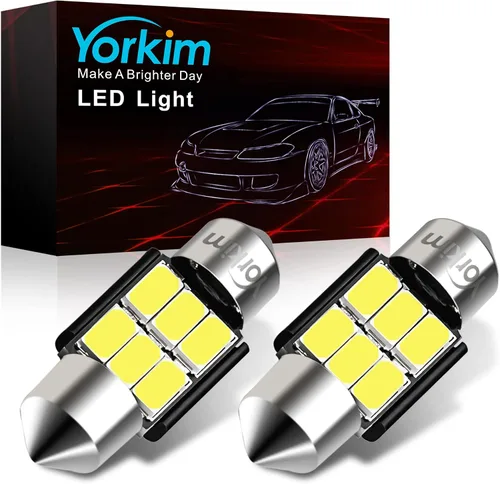 Miniatura 19 de Yorkim Bombilla LED De3175 de 1.102 in, color blanco, súper brillante, 1.102 in, 1.142 in, sin errores, CANBUS 6-SMD 2835 Chipsets para luces