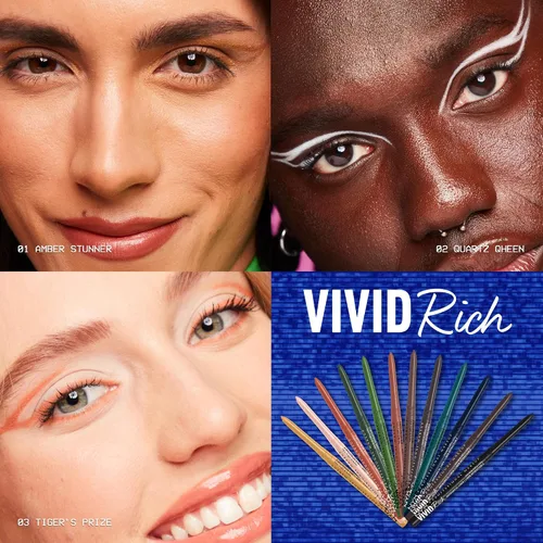 Miniatura 6 de NYX Maquillaje Profesional Lápiz de ojos mecánico, Mecánico rico vívido, Delineador retráctil cremoso - Deslumbrante ámbar, Delineador dorado