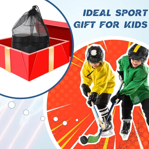 Miniatura 6 de Wettarn Mini discos de hockey sobre hielo de espuma deportiva de 3 pulgadas para interiores con bolsa de malla para niños y adultos, práctica