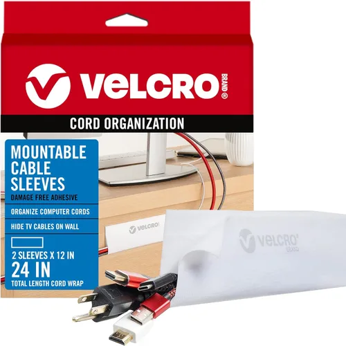 Miniatura 14 de VELCRO Brand VEL-30797-USA - Funda para cables de montaje en paredes, escritorio o centro de entretenimiento, adhesivo extraíble libre de daños, 12
