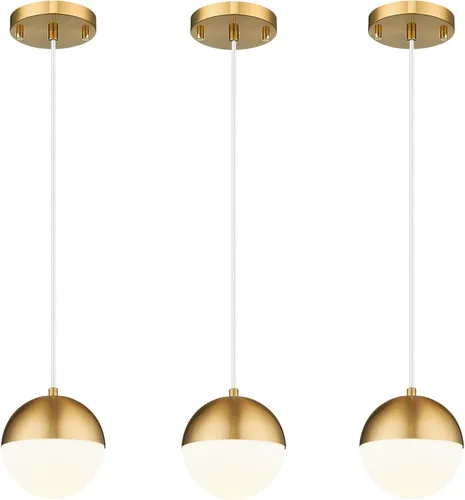 Miniatura 10 de LMS Luces colgantes negras de 8 pulgadas para isla de cocina, lámpara colgante moderna de globo con vidrio esmerilado, lámpara colgante Negro
