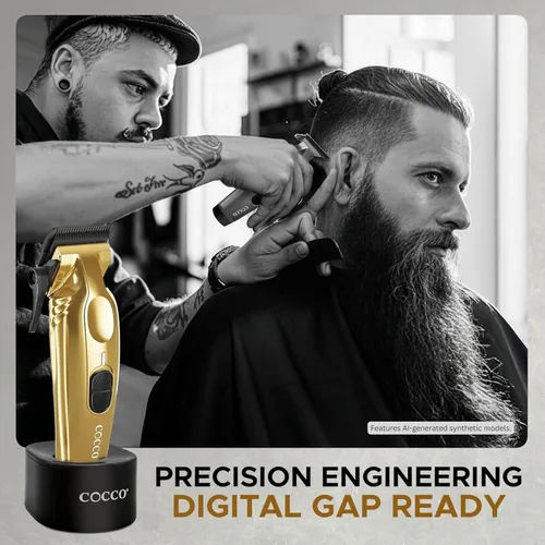 Miniatura 8 de Cocco Veloce Pro Clipper, Digital Gap Ambassador Graphene Taper Blade Profesional Clipper, Motor BLDC de alto par, totalmente metálico, inalámbrico