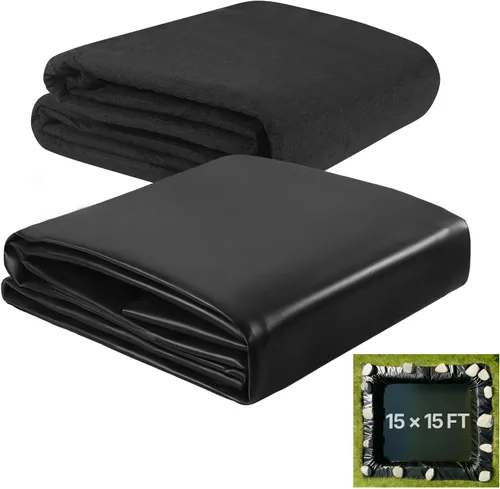 Miniatura 15 de VEVOR Revestimiento de estanque de 10 x 15 pies, grosor de 45 mil, material EPDM flexible y duradero, capa inferior de fácil corte para peces o koi