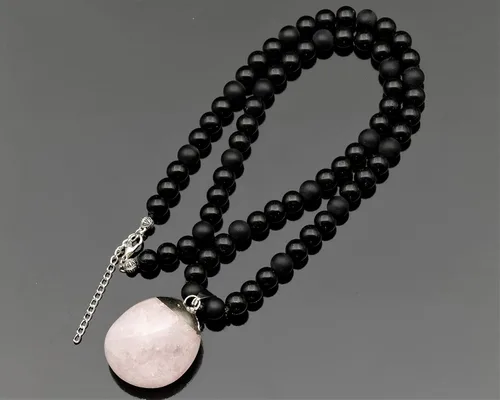 Miniatura 14 de Colgante de turmalina cruda natural, Collar de cuentas de ónix negro genuino, Collar de piedra negra, Collar de piedras preciosas, Cuentas de 0.315