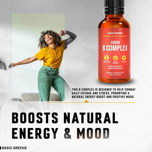Miniatura 5 de Vitamina B Complex Liquid Drops Vegan – Fórmula sublingual extra fuerte, maximiza la absorción y aumenta la energía – B1, B2, B3, B5, B6, B7, B9
