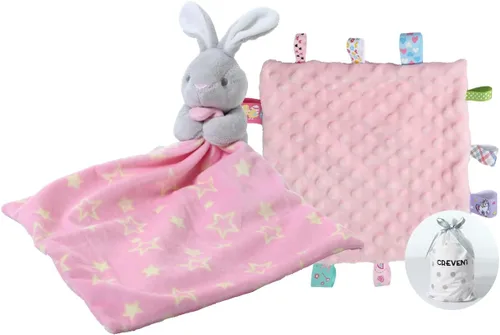 Miniatura 15 de CREVENT Mantas de bebé suaves y acogedoras para niños y niñas + manta de seguridad, juego con una bolsa de regalo esenciales para recién nacidos Gris