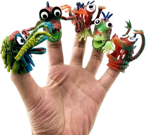 Dibujos animados de silicona animal dedo títeres monstruo narración muñeca teatro muñeca suave regalo dedos guantes dedos dedos