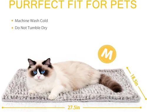 Miniatura 5 de Almohadilla autocalentable para gatos, cama autocalentable de 27.5 x 18.5 pulgadas, alfombrilla térmica para gatos, alfombrilla extra cálida