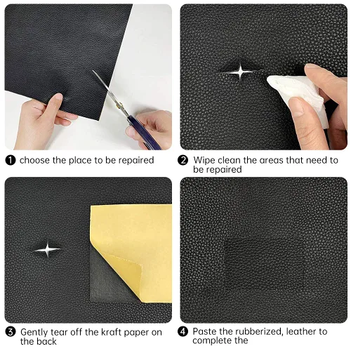 Miniatura 4 de Cindy's Tape Parche de reparación de cuero, color negro, 12.6 x 59 pulgadas, cinta de cuero autoadhesiva para muebles, asientos de automóvil, sillas