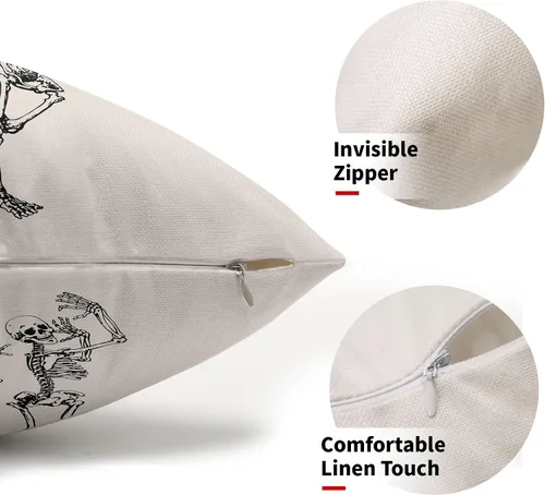 Miniatura 2 de Juego de 2 fundas de almohada lumbar de calavera de Halloween de 12 x 20 pulgadas, fundas de almohada rectangulares de esqueleto, fundas de almohada