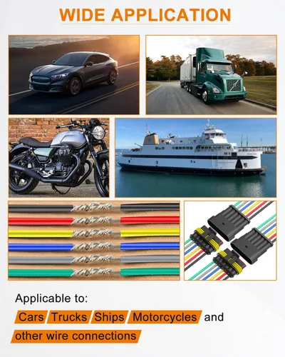 Miniatura 7 de NAOEVO Conector de 5 Pines Impermeable, Conectores de 5 Cables 16 AWG, Conectores Eléctricos Automotrices Macho y Hembra Vía con Tubo