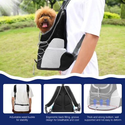 Miniatura 5 de Pawaboo Mochila transportadora para perros y mascotas, mochila de transporte frontal para perros pequeños, medianos y gatos, mochila de transporte