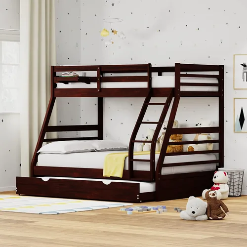 Miniatura 29 de Glenwillow Home Litera Plana de madera maciza individual sobre cama matrimonial, color espresso