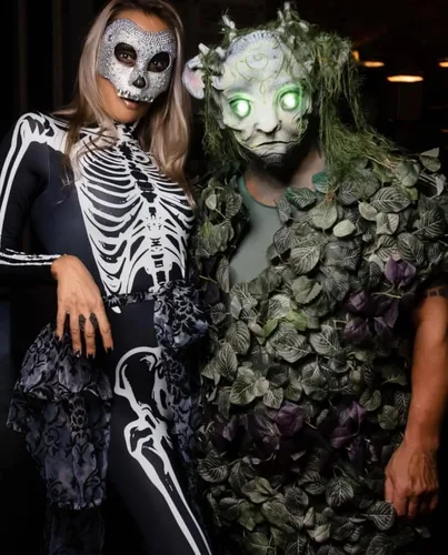 Miniatura 4 de CAFELE Máscara LED de elfo del espíritu del bosque con tocado, máscara de látex realista para mascarada, disfraces de Halloween, cosplay, accesorios