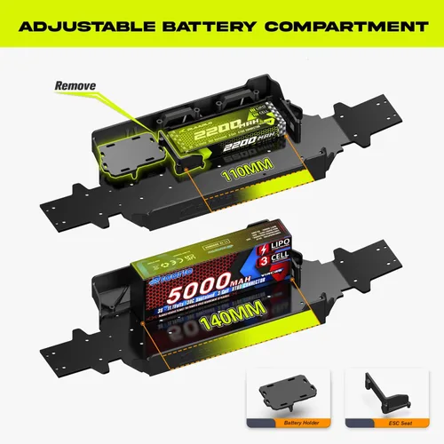 Miniatura 7 de AMORIL 1/10 RTR - Autos RC rápidos sin escobillas para adultos, camión monstruo eléctrico todoterreno de 50 mph, impermeable, de alta velocidad
