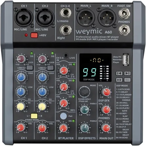Mezclador profesional de la serie A para grabación de DJ Stage Karaoke aplicación de música con 99 DSP efecto USB unidad para grabación de