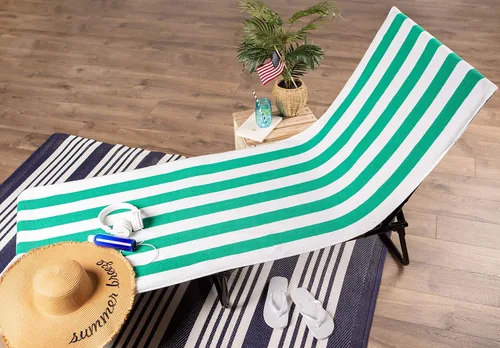 Miniatura 3 de DII - Toalla para camastro de playa con dobles para ajustarse a la cabecera Verde esmeralda