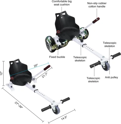 Miniatura 7 de Accesorio de asiento para aeropatinetas, accesorio para transformar aeropatineta Go Kart para niños y adultos, accesorio para scooter de equilibrio