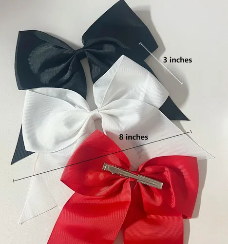 Miniatura 2 de Tobeffect Lazos de porrista jumbo, pinzas de lazo negro de 8 pulgadas para niñas, lazos de animadora para mujeres, lazos de softbol, lazos