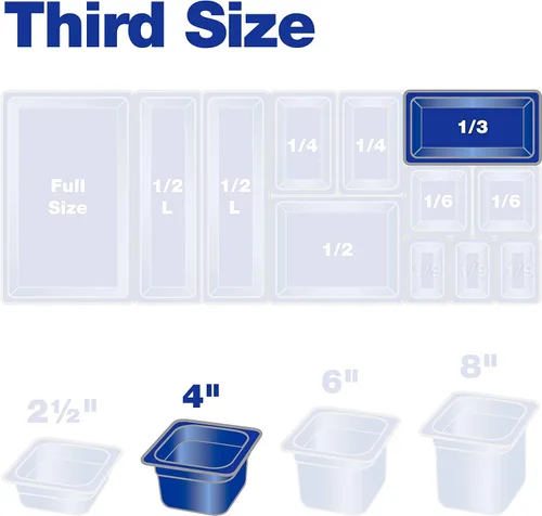 Miniatura 9 de Carlisle FoodService Products Sartén de alimentos de alta temperatura, contenedor de almacenamiento de alimentos de tamaño 1/3 para servir alimentos