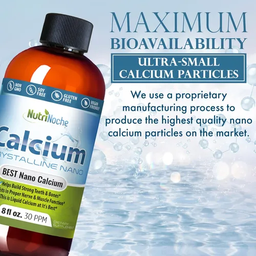 Miniatura 6 de NutriNoche Suplemento líquido de calcio – 99.99% nano calcio cristalino ultra puro para mujeres, hombres y niños – Alternativa a citrato de calcio