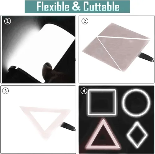 Miniatura 4 de Ourbest El Panel de luz – 2 piezas de 3.9 x 3.9 in DIY Electroluminiscente Cuttable Máscara Iluminación de Ojos DIY Cosplay Fiesta Decoración Blanco