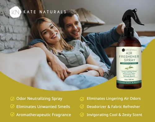 Miniatura 2 de Kate Naturals Ambientador en aerosol para el hogar. Aceite esencial de hierba limón, eliminador de olores, ambientador en aerosol para almohadas