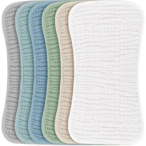 Konssy - Juego de 6 paños de muselina para eructos de bebé, unisex - Grandes, 100% algodón, paños para eructos para recién nacidos, bebés niñas y