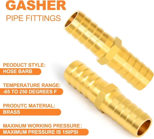 Miniatura 4 de GASHER 20 Piezas Reductor de Púas de Manguera de Latón, 1/2 Pulgada a 1/2 Pulgada (12.7mm) ID de Manguera con 40 Abrazaderas de Manguera, Reductor
