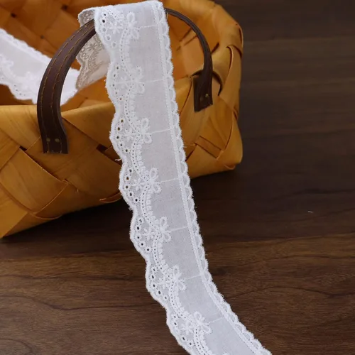 Miniatura 10 de Cinta de encaje con ojales blancos de 7 yardas, cinta de encaje floral para manualidades, ropa, bolsa, decoración de almohadas (1.3 pulgadas)