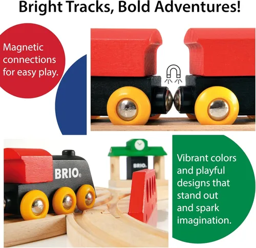 Miniatura 4 de BRIO Juego Clásico en Forma de 8 - Juego de Tren de Madera con Certificación FSC de 22 Piezas y Accesorios - Incluye Tren, Estación, Árboles, Vías