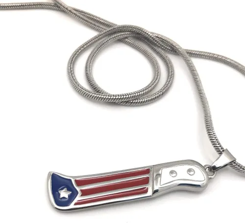 Miniatura 3 de Papiichulo Machete Boricua - Acero Inoxidable - Azul, Blanco, Rojo