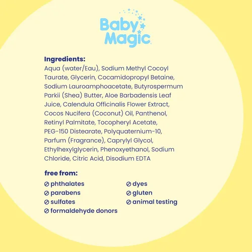 Miniatura 11 de Baby Magic Jabón hidratante para el cabello y el cuerpo, especialmente formulado para la delicada piel del bebé, sin lágrimas, caléndula y coco, 30