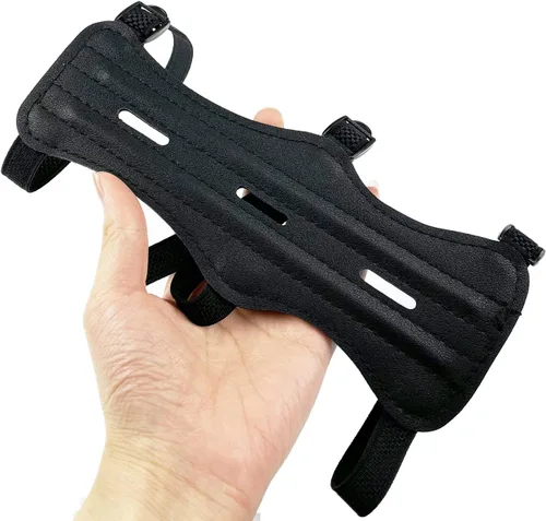 Miniatura 5 de Paquete de 2/5 protectores de brazo de tiro con arco de cuero protector de antebrazo ajustable