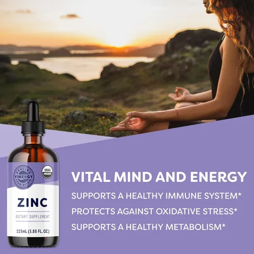 Miniatura 2 de VIMERGY Suplementos orgánicos de zinc USDA para mujeres y hombres (7.5 mg de zinc líquido por porción), apoyo inmunológico de absorción rápida