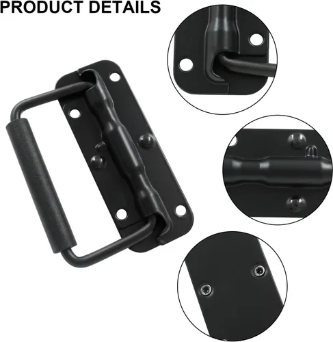 Miniatura 4 de Litoexpe 2 asas con resorte de 4.3 pulgadas, mango negro resistente, mango de pecho de acero inoxidable con agarre de goma, asas plegables