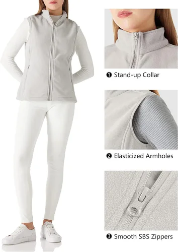 Miniatura 4 de Outdoor Ventures Chaleco de forro polar con cremallera para mujer, con bolsillos, cálido chaleco sin mangas para otoño e invierno
