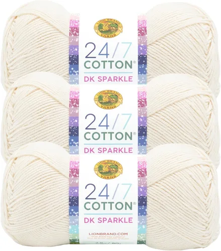 Miniatura 42 de Lion Brand Yarn Estampados DK de algodón 24/7, hilo para tejer, ganchillo y manualidades, azul, paquete de 1 Cotton Yarn for Knitting, Crochet