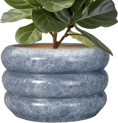 Miniatura 14 de Maceta de cerámica SQOWL para plantas de 8 pulgadas - Maceta de interior con orificio de drenaje para plantas de exterior, maceta floral moderna