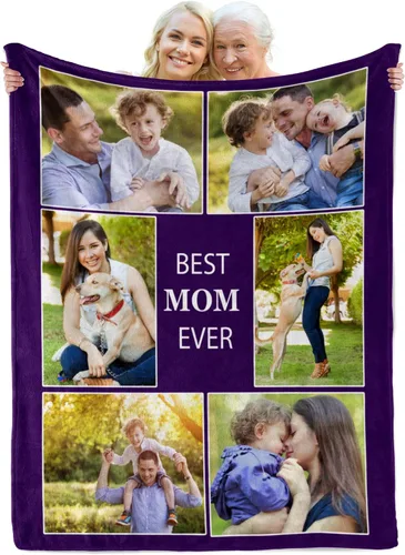 Miniatura 10 de Manta de forro polar con texto fotográfico, manta personalizada para mamá y papá, regalo perfecto para el Día de la Madre, cumpleaños para ella