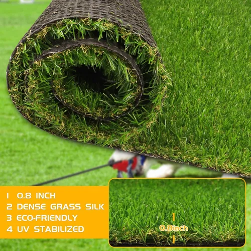 Miniatura 3 de Alfombra de césped artificial de 3 x 5 pies, alfombra de césped realista de alta calidad de 0.8 pulgadas para jardín, patio, paisaje del hogar