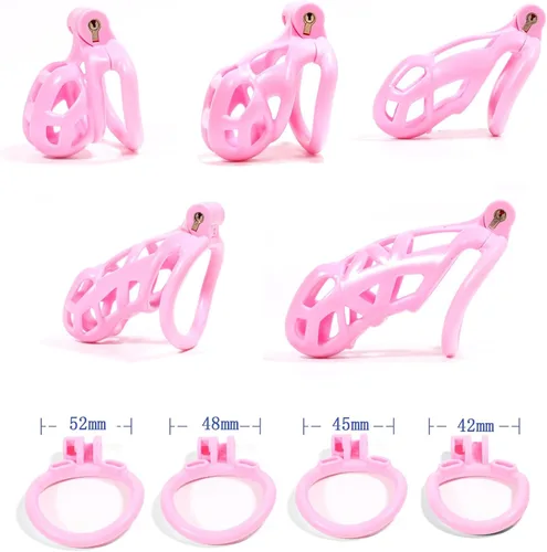 Miniatura 4 de Dispositivo de castidad masculina jaula para pene de resina 2.0, dispositivo de castidad masculina con 4 anillos para el pene, jaula de castidad