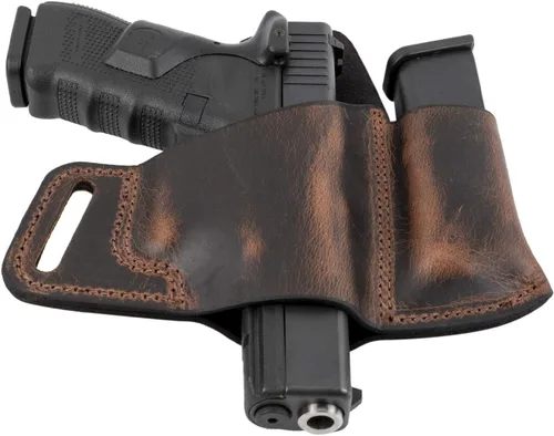Combo de funda de cuero para transporte cómodo y funda para cargador | Hecho en EE. UU. Se adapta a Glock 17 19 22 23 32 33 | Springfield XD & XDS |