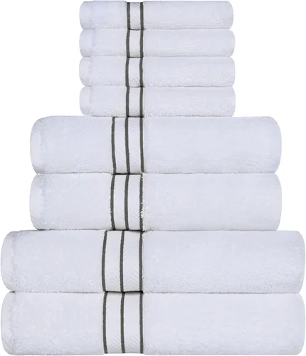 Miniatura 76 de Juego de toallas de baño de algodón turco ultra suave de Superior, juego de 2 piezas, toallas para la ducha, baño, artículos esenciales para el Latte