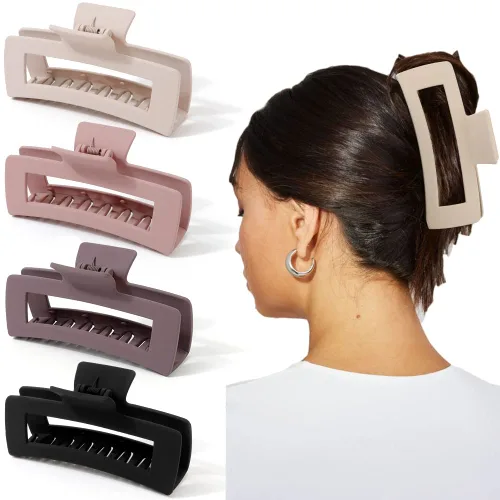 Miniatura 10 de Ahoney Pinzas de pelo negras extra grandes de 5 pulgadas (4 piezas) - Pinzas gigantes para cabello largo grueso, agarre fuerte, clips de plátano