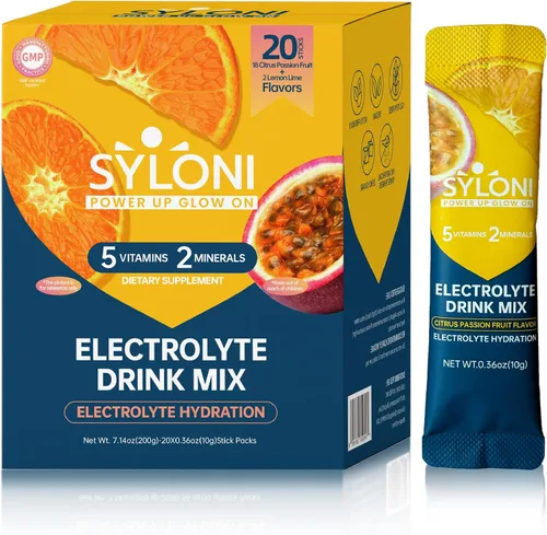 Miniatura 11 de paquetes de polvo de electrolitos, fresa (10.2 g*20 sobres), paquetes de hidratación sin azúcar, bebida de electrolitos con 7 vitaminas