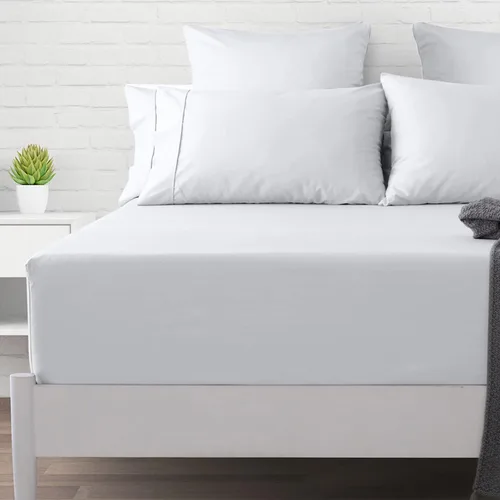 Miniatura 9 de XOOX Linen Sábana bajera de 500 hilos tamaño individual – Sábana bajera de 500 hilos suave de tejido satén de 100 % algodón color gris oscuro