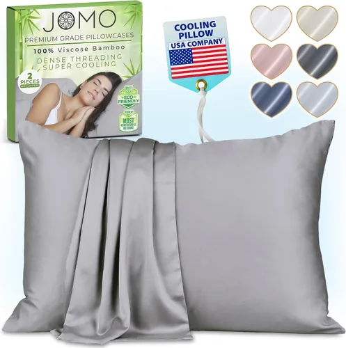 Miniatura 12 de Fundas de almohada con cremallera, tamaño estándar 26 x 20 pulgadas, 100% viscosa derivada de bambú, paquete de 2, color crema, fundas de almohada